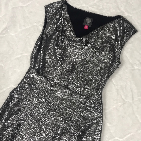 Vince Camuto Silver Metallic Dress (6) - Picture 2 of 7